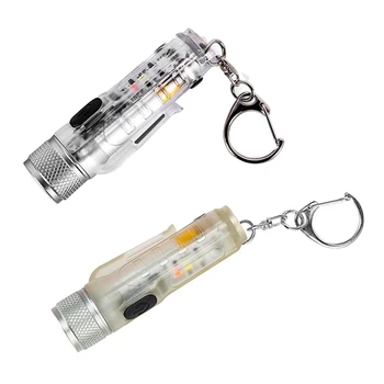 Mini Lanterna LED Chaveiro Lanterna Recarregável USB Chaveiro do Bolso da Lâmpada Para o Exterior Transparente