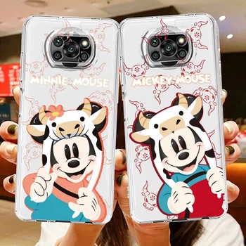 Minnie do Mickey de Disney Quente Caso De Telefone Xiaomi Mi Poco X4 X3 X2 NFC F4 F3 F2 F1 GT M4 M3 M2 Pro C40 C3 TPU Transparente Tampa