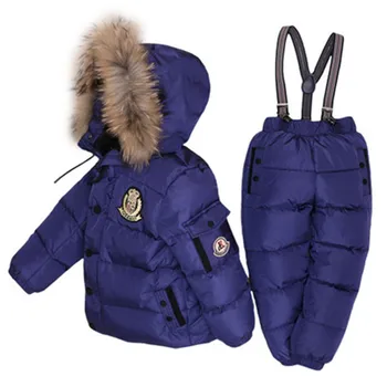 moda crianças roupas calças conjunto de pêlo grosso com capuz esqui definido para 1-6years criança meninos meninas o Inverno conjunto de roupa de senhora