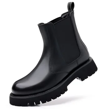 moda masculina chelsea boots preto maré original sapatos de couro primavera, outono cowboy plataforma de arranque festa boate vestido de tornozelo botas