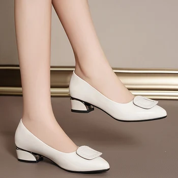 Moda Única Sapatos Mulheres 2022 Primavera e Outono, uma Nova Luz Boca Cor Sólida, Um Pedal e Preguiçoso Fivela Quadrada Sapatos femininos