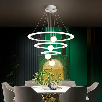 Moderno anel grande lustre de Led Branco Círculos minimalista Luminárias para sala de estar, Cozinha, Quarto escada lustre