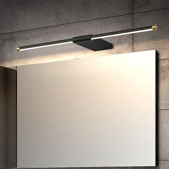 Moderno DIODO emissor de Luz Frente do Espelho do Banheiro Resistente à Umidade Lâmpada de Parede Longa Tira de Alumínio do Espelho do Armário de Luz Branca Preta Fixação