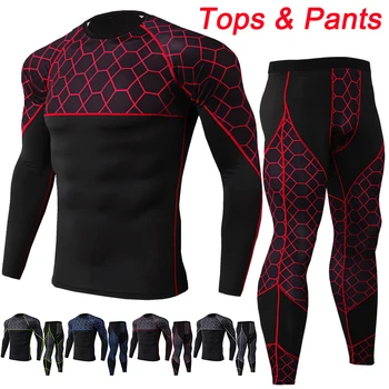 Moto Homens Underwears Conjuntos ou Tops de Longos ou Calças de Desporto Respirável Secagem Rápida Camadas de Base Apertado Sportswear Cueca