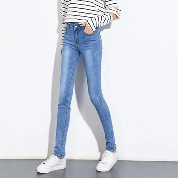 Mulheres Jeans De Cintura Alta Jeans Calças Casuais Elástica Do Estiramento Fundos Magro Lápis Calças Lavadas Push-Up Calças De Streetwear