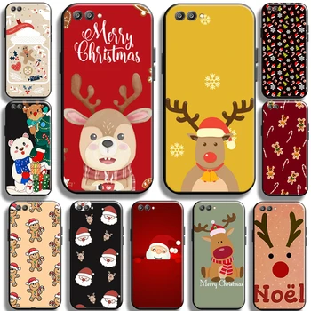 Natal Bonito de Santa Claus Para o Huawei Honor V20 V10 V9 Caso de Telefone Completo de Proteção de TPU Shell Casos Líquido de Silício Preto Coque