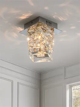 Nordic cristal de prata luzes de teto do quarto de banho, varanda lâmpadas do teto de luxo corredor corredor led bengaleiro decoração de iluminação
