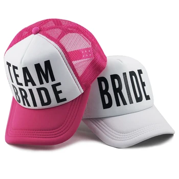 Nova Noiva chapéu para o Verão do algodão ajustável NOIVA e noiva esquadrão da malha da impressão da boné de beisebol para festa de casamento