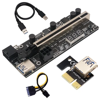 NOVA Placa Riser PCIE Riser de 1x a 16x Extensão Gráfico com Sensor de Temperatura para o Bitcoin GPU Mineração Alimentado Riser Adaptador de Cartões