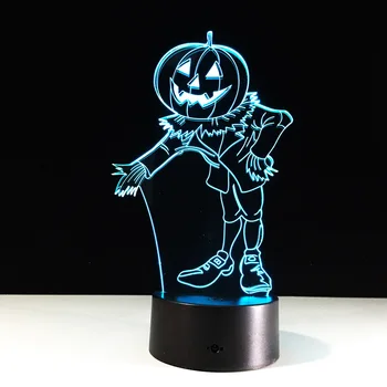 O Efeito 3D Pumpkin Man 7 Cores que mudam da Noite do DIODO emissor de Luz 3D Noite do DIODO emissor de Luz do DIODO emissor de Mesa de Halloween Natal, Ano Novo Lâmpada