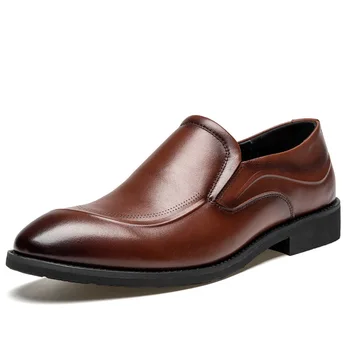 O homem do Dedo do pé Redondo Sapatos de Couro de Vaca Business casual sapatos de Mens Preto de Casamento Sapatos Oxford Formal Sapatos de Tamanho Grande 38-48