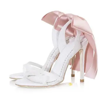O novo Chegadas Branco Sandálias de Volta Buttefly-nó de Casamento Sapatos de Noiva de Corte de Renda de Mulheres Gladiator Sandals Sapatos Plus Size 13