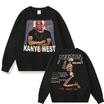 O Rapper Kanye West, Deus Quer Que Você Tour De 2014 Moletom Homens Hip Hop Suéter Masculino Casual Camisolas Homem, Mulher De Grandes Dimensões Streetwear