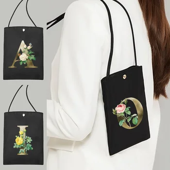 Oblíqua Telefone Móvel Sacos Para Moda Feminina Tela Pequena Praça Saco Versão Coreana Multifuncional Bonito Da Flor Dourada De Um Ombro Só
