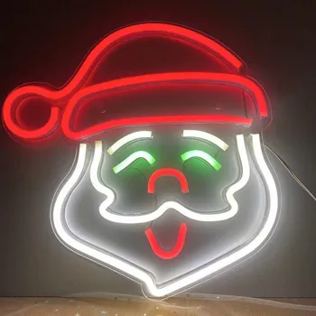 Papai Noel Sinal de Néon, Lâmpada Sinos de Natal de Néon do DIODO emissor de Luz da Decoração de Luzes da Noite para o Natal Festa de Decoração de Casa de Férias Presente USB