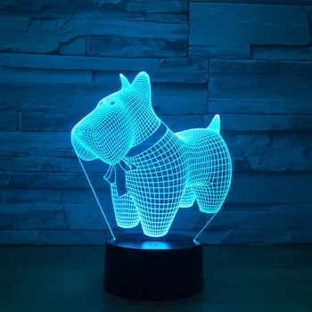 Pequeno Cão de 7 Cores Alterar Noite Lâmpada LED Animal 3D a Luz da Tabela para o Quarto de Dormir Lâmpada de Decoração de Casa de Arte, de Decoração Amigo Dom