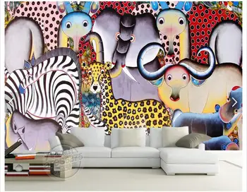Personalizadas de fotos em 3d papel de parede tv 3d papel de parede de sala de Crianças mural do elefante um leopardo o papel de parede de sala de estar papel de parede