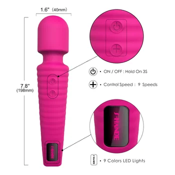 Poderosa 9 Velocidade do Vibrador Ponto G,USB Recarregada AV Varinha Massageador Vibrador Impermeável Vibrador Brinquedos Sexuais Para a Mulher Adulta