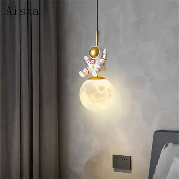 Quarto de criança Lua luminária Viveiro Astronauta Decorativos Pendurados Luz de Cabeceira para Olho Guarda Decorativos Salão de Lâmpadas