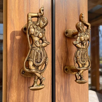 Retro Bronze Puxadores da Porta para o Interior de Madeira, Portas de Vidro, Porta de Celeiro Interior para o Exterior Dança Menina