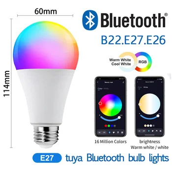 RGB Inteligente Lâmpada do Bulbo E27 10W Tuya Bluetooth, Farol de Controle de APLICATIVO oferece Suporte a Temporização da Luz de Ajuste a Cor e o Ritmo da Música