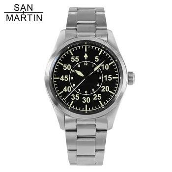 San Martin de Atualização Piloto Homens Militar Relógios de Moda de Vidro Safira 20ATM YN55A de Aço Inoxidável Relógio Mecânico Automático Masculino