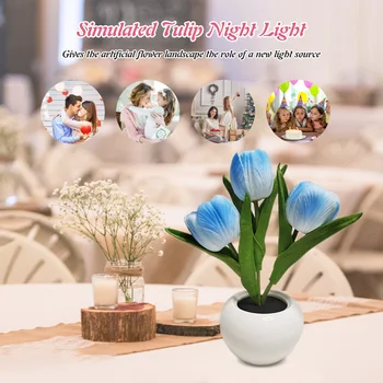 Simulação de Bonsai Luz da Mesa de Trabalho Ornamento Romântico Decorativos Tabela Luzes de Artesanato de Presente Tulip Candeeiros de Mesa para o Quarto