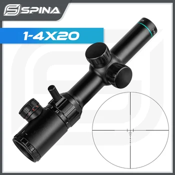 SPINA ÓPTICA Tático Mira Óptica Escopos 1-4X20 Riflescope Retículo Rifle de Caça Vermelho, Verde, Iluminado com a Visão do Monte