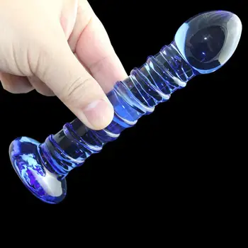 Thread Azul Pyrex, Vidro De Cristal Vibrador G-Spot Estimulação Do Clitóris Massagem Anal Plug Anal Ault Brinquedos Sexuais