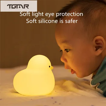 Tuan Tuan Pato de Silicone a Lâmpada de Carregamento USB de Escurecimento Atmosfera Lâmpada LED de Toque Controlado Dormir com a Noite Lâmpada Decorativa Presente