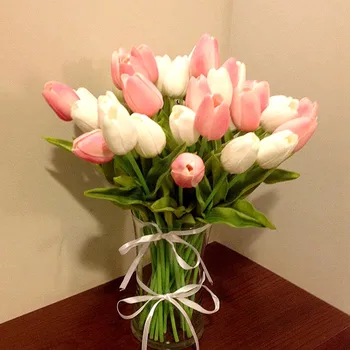 Tulip simulação de Alta Artificiales Flor de Látex Tulipany de decoração de casamento decoração da casa dos Namorados, Presente de Venda Direto da Fábrica