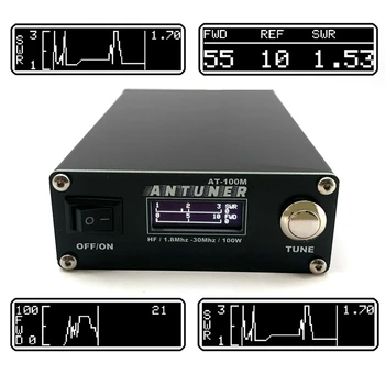 Universal 1.8 Mhz-30Mhz ATU-100 ATU-100M 100W QRP Antena Auto Tuner+Medidor de SWR 2 Em 1 Para Rádio HF USDX G1M FT-817 818