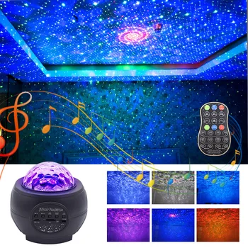 USB Laser de Luz do Céu Estrelado Projetor Luz Festa de Luz de Música Bluetooth Usb Estrelado Chama Água Padrão Noite do Diodo emissor de Luz