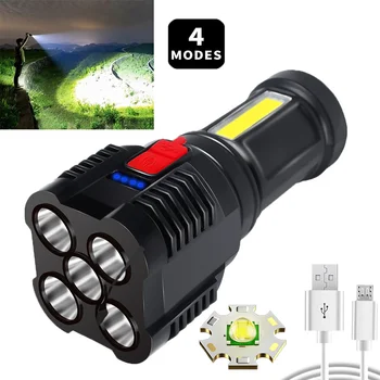USB portátil Recarregável Lanterna de LED de SABUGO Penta-core Lanterna Tática Lanterna de Trabalho da Bateria Luz de Emergência Lanterna