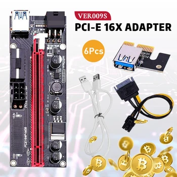 VER009 PCI-E Placa Riser 009S PCI Express PCIE 1X a 16X Adaptador de extensão de 1M de 0,6 M Cabo USB 3.0 SATA de 6Pin de Alimentação para Placa de Vídeo
