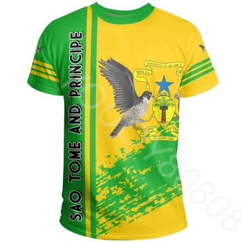 Verão África Zona Tee de Impressão Casual Estilo de Rua de São Tomé e Príncipe Trimestre Estilo T-Shirt dos Homens Camisola