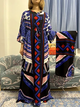 Muçulmano Moda Africana De Algodão Vestidos Para Mulheres 2022 Nova Novidade De Impressão Maxi Femme Túnica De Manga Longa Nigeriano Roupas Confortáveis